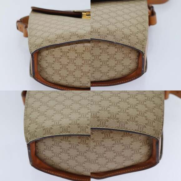 CELINE Macadam Canvas Shoulder Bag Beige Gold - Picture 10 of 13